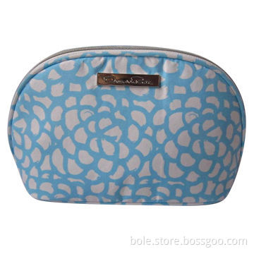 Cotton cosmetic bag with full printing, metal plate logo, measures 13.5*22*7.5cm